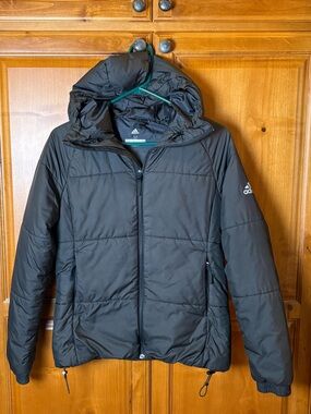 adidas Black Quilted Hooded Puffer Jacket